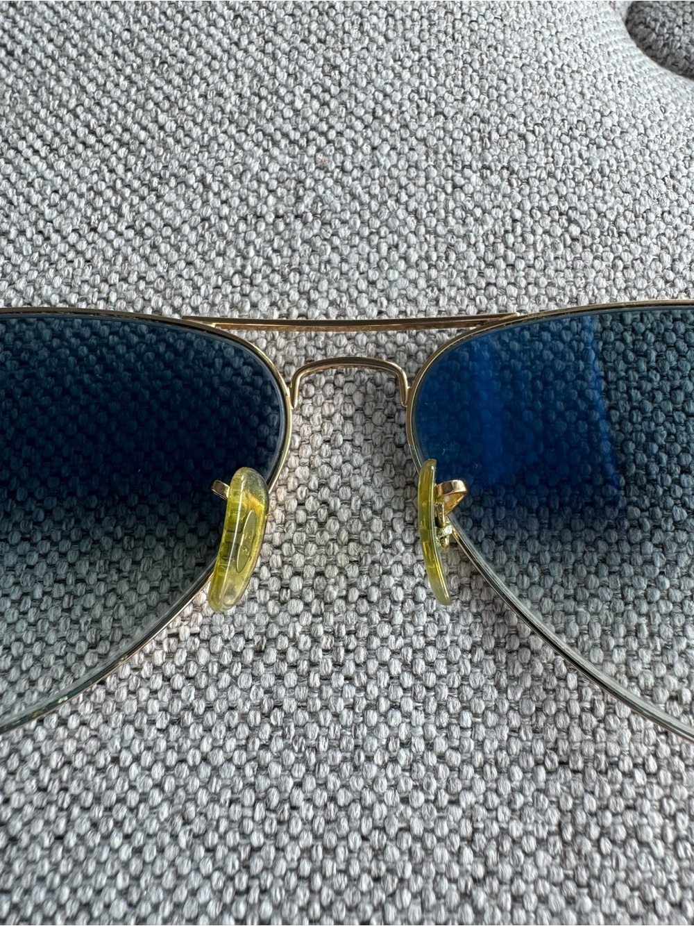 Ray-Ban Women's Gold Frame Aviator Sunglasses with Blue Gradient Lenses - Picture 6 of 10